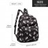 E1401 UN - Miss Lulu Large Backpack Unicorn Print - Black